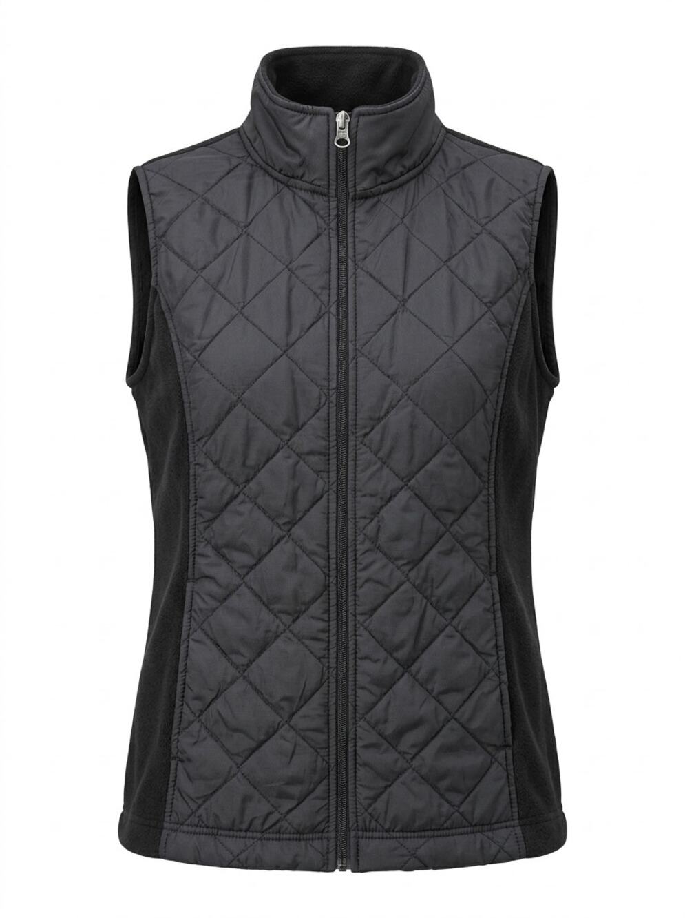 Made For Life Black Quilted Fleece Panel Mock Neck Vest Women Size M